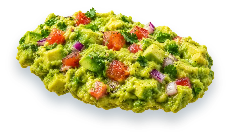 Guacamole con jitomate, cebolla morada y cilantro